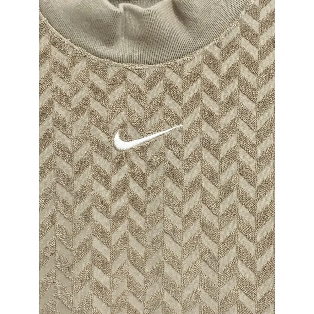 Nike Sportswear Everyday Modern Allover Boxy Top Camel Size Large Cheveron